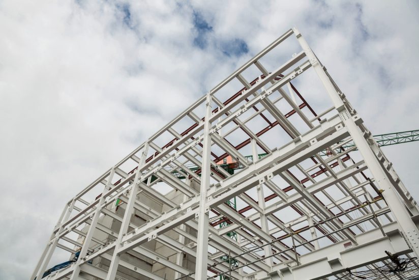 Low angle view of scafolding on building Low angle view of scafolding on building at construction site